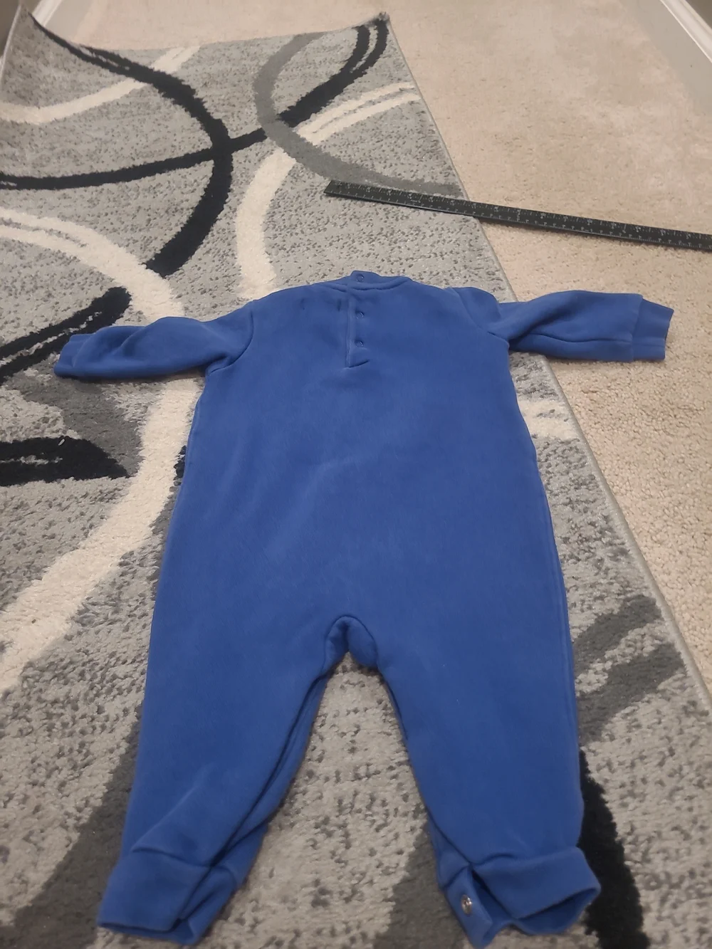 Ralph Lauren 9 Months Blue Polo Bear Sweatshirt Romper One Piece Outfit Jumpsuit